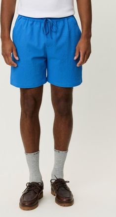Les Deux Stan Seersucker Swim Shorts in Palace Blue at Nordstrom, Size Xx-Large