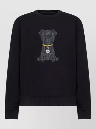 Fendi dog motif crew neck knitwear jumper