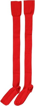 Dolce & Gabbana Logo Dijbehoge Geribbelde Sokken - Heren - Wintersjaals - Rood - ONE Size - Nylon - Accessoires
