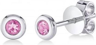 Allurez Round Pink Sapphire Bezel Stud Earrings 14K White Gold (0.14ct)