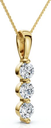 Pompeii3 Delicate Three Stone Diamond 10k White Or Yellow Gold Lab Grown 18 Necklace