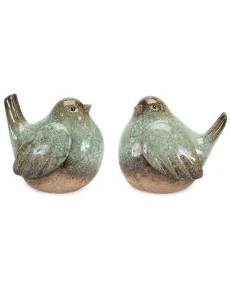 Melrose International Set Of 4 Ceramic Bird Figurines With Unglazed Accents