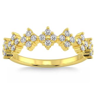 Pompeii3 1/2Ct TW Round Cut Diamond Wedding Ring 14k Gold Stackable Band Lab Grown