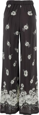 Parosh Multicolor Pants With Elastic Waist And All-over Floral Motif In Fabric Woman