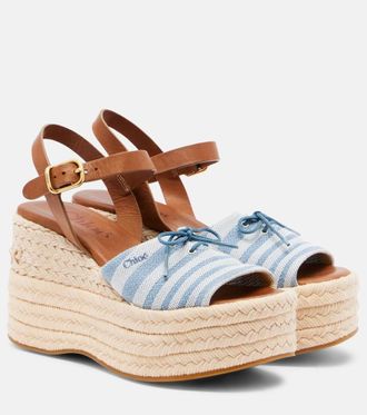 Chlo&eacute; Chlo&eacute; Striped canvas espadrille wedge sandals