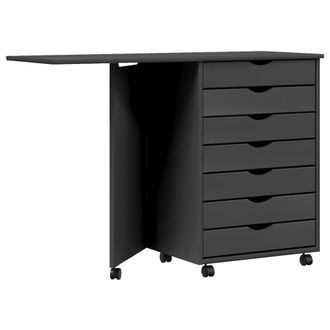vidaXL Vidaxl - Cajonera Con Ruedas Y Escritorio Moss Madera Maciza Pino Gris