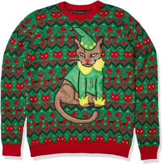 Blizzard Bay Mens Elf Cat Pullover Sweater, XL