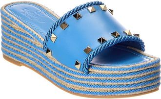 Valentino Rockstud 60 Leather Wedge Sandal