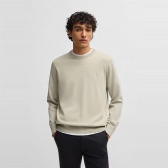 HUGO BOSS Mens Kanovano Crew Neck Jumper in Light Beige 271 - Size X-Large