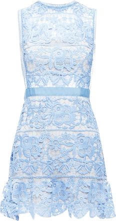 Self Portrait Self Portrait Lace Peplum Floral Eyelet Overlay Mini Dress