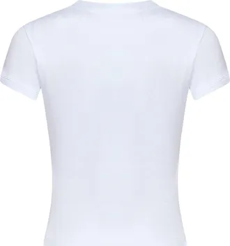 Saint Laurent Womens T-Shirt Cassandre Ribbed Cotton White T-Shirts & Jerseys