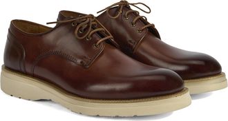 Desa Man Slip-Ons - Leather Upper and Lining, Elastic Laces, Flat Heel, Breathable | Brown - 43