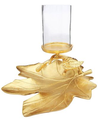 Alice Pazkus Embossed Leaf Dish With Branched Candle Holder