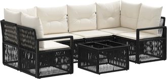 vidaXL Conjunto De Sof&aacute;s De Jard&iacute;n 7 Uds. Negro Rat&aacute;n Sint&eacute;tico Vidaxl