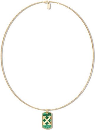 Off-white Stone Arrow Logo Pendant Necklace in Yellow Gold/green at Nordstrom, Size 26
