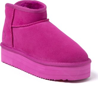 Dearfoams Fireside by Dearfoams Womens Kingston Genuine Shearling Platform Bootie