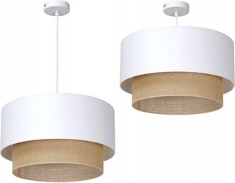 OEM L&aacute;mpara Colgante Con Doble Pantalla De Yute 45 Cm