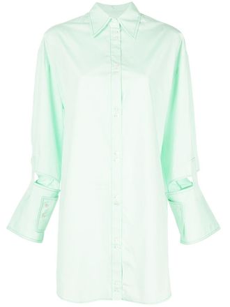 Ellery Cynthia shirt dress - women - Cotton/COTTON/ STRAW - 10 - Green