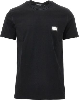 Dolce & Gabbana T-Shirt con placchetta logo - - Tops - Uomo - Nero - L
