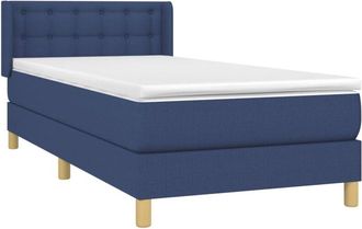 vidaXL Cama Box Spring Con Colch&oacute;n Tela Azul 90x200 Cm Vidaxl