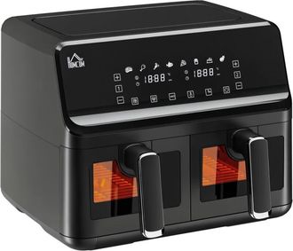 HOMCOM Homcom - Freidora Sin Aceite Doble 8l Freidora De Aire Caliente 2500w Con 8 Programas Pantalla Led T&aacute;ctil Temperatura Ajustable 80-200&deg; 38,5x38x30,5 C