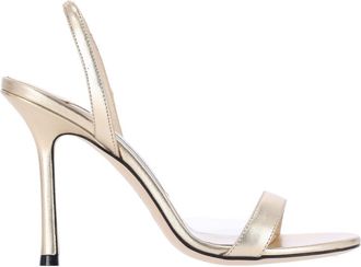 Jimmy Choo London Minimalist High-Heeled Sandals with Metallic Finish