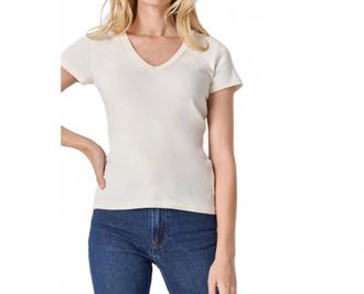Lilla P Short Sleeve V-Neck Top In Rope