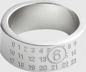 Maison Margiela Engraved Logo Band Ring in Chrome-Plated Brass