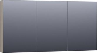 Marcel Breuer Impress Deluxe spiegelkast - 140x70x15cm - interne en externe verlichting - 3 dubbelzijdige spiegeldeuren - mat taupe