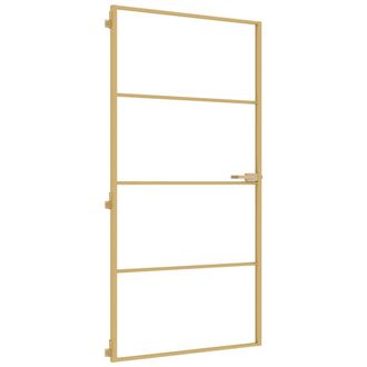 vidaXL Vidaxl - Puerta Interior Dorada Vidrio Templado Aluminio 102,5x201,5 Cm