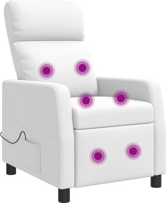 vidaXL Silla De Masajes Reclinable Blanco Cuero Sint&eacute;tico Vidaxl