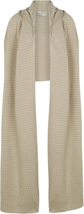 Cortana Nuna- beige jacquard geruite sjaal - Dames - Sjaals - Beige - ONE Size - Wol - Accessoires