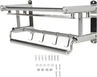 OEM Estante De Ba&ntilde;o De Acero Inoxidable 201 De 15,7 Pulgadas Para Montaje En Pared, Toallero Impermeable Y Resistente A La Corrosi&oacute;n Con Ganchos Para La D