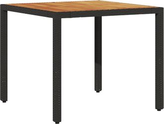 vidaXL Mesa De Jard&iacute;n Superficie Madera Acacia Rat&aacute;n Negro 90x90x75 Cm Vidaxl