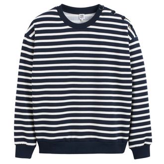 La Redoute Collections Gestreept sweatshirt, ronde hals, schouder met knopen