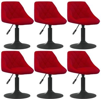 vidaXL Sillas De Comedor Giratorias 6 Unidades Terciopelo Rojo Tinto Vidaxl