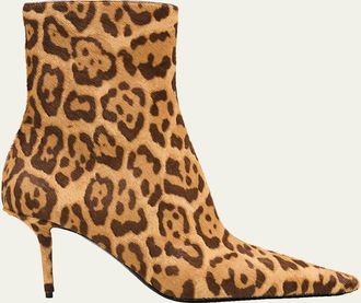 Saint Laurent 75mm Ashley Leopard Calf Hair Booties