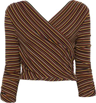 Anna Sui striped wrap top - Brown