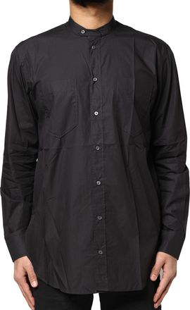 Dolce & Gabbana Black Cotton Button Down Men Casual Mens Shirt