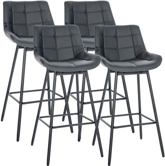Clp Juego De 4 Taburetes De Bar Weston Giratorios Gris Simil Cuero