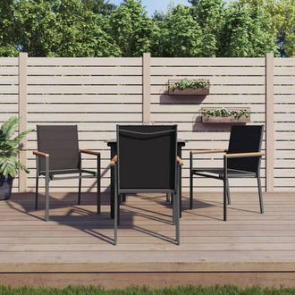 vidaXL Juego De Comedor Para Jard&iacute;n 5 Piezas Acero Y Textilene Negro Vidaxl