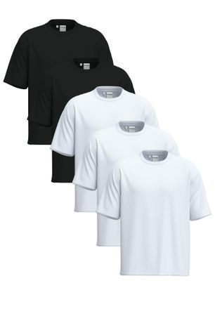 Selected Rundhalsshirt SELECTED SLHCORMAC SS O-NECK TEE 5 PACK NOOS, Herren, Gr. XXL, weiss (schwarz detail:3x brigh wei&szlig;), Jersey, Obermaterial: 100% Baumwoll