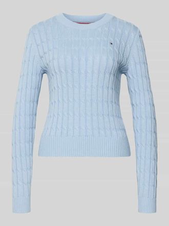 Tommy Hilfiger Slim Fit Strickpullover aus reiner Baumwolle in Hellblau, Gr&ouml;&szlig;e XXL