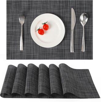 OEM Manteles Individuales, Manteles Individuales De Pvc Antideslizantes, Resistentes Calor Hasta 80 &deg;c, F&aacute;ciles Limpiar, 30 X 45 Cm, 6 Unidades, Gris