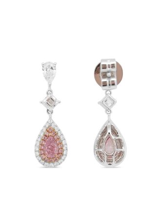 HYT Jewelry 18K white gold pink diamond earrings - Silver