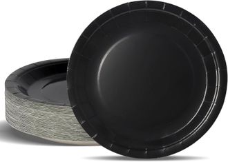 OEM Platos Desechables De Cart&oacute;n Negro Para Fiestas - 50 Piezas (23 Cm)