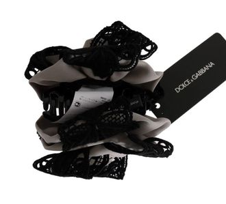 Dolce & Gabbana Womens Gray Silk Black Lace Hair Claw Accessory