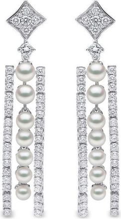 Yoko London 18kt white gold Raindrop Akoya pearl and diamond earrings - women - 18kt White Gold/Akoya Pearl/Diamond - OS - Silver