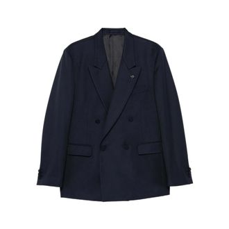 Lardini Jassen, Heren, Blauw, XL, Katoen, Dubbele-breasted Blazer
