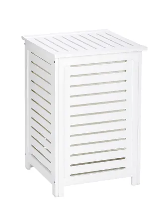 WENKO Cesto Per La Biancheria In Legno Oslo, Cesto Per La Biancheria In Legno Con Sacco Per La Biancheria Sporca Rimovibile, Capacit&agrave; 56l, Legno, 45x65x45 C